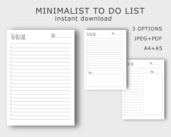 Minimal to Do List Printable & Fillable PDF Planner Tasks - Etsy