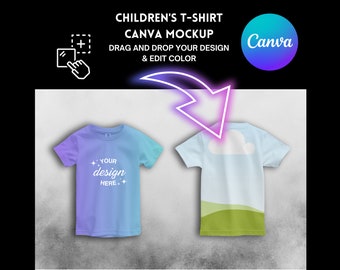 Maqueta de camiseta infantil: Paquete CANVA frontal y posterior (descarga digital)