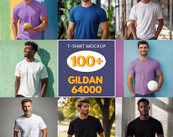 Gildan 64000 Male T-Shirt Mockup Bundle: 100+ Softstyle Apparel Templates (Digital Download)