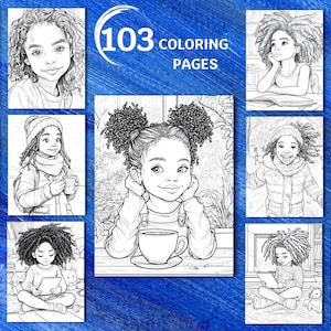 Black Girl Coloring Pages | Printable Coloring Book for Kids | Black Girl Magic Art | Afro Hair & Braids | Digital Download