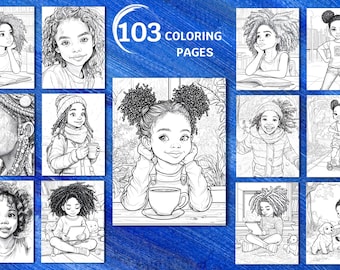 Black Girl Coloring Book: Afro Hair & Braids Art (Digital Download)