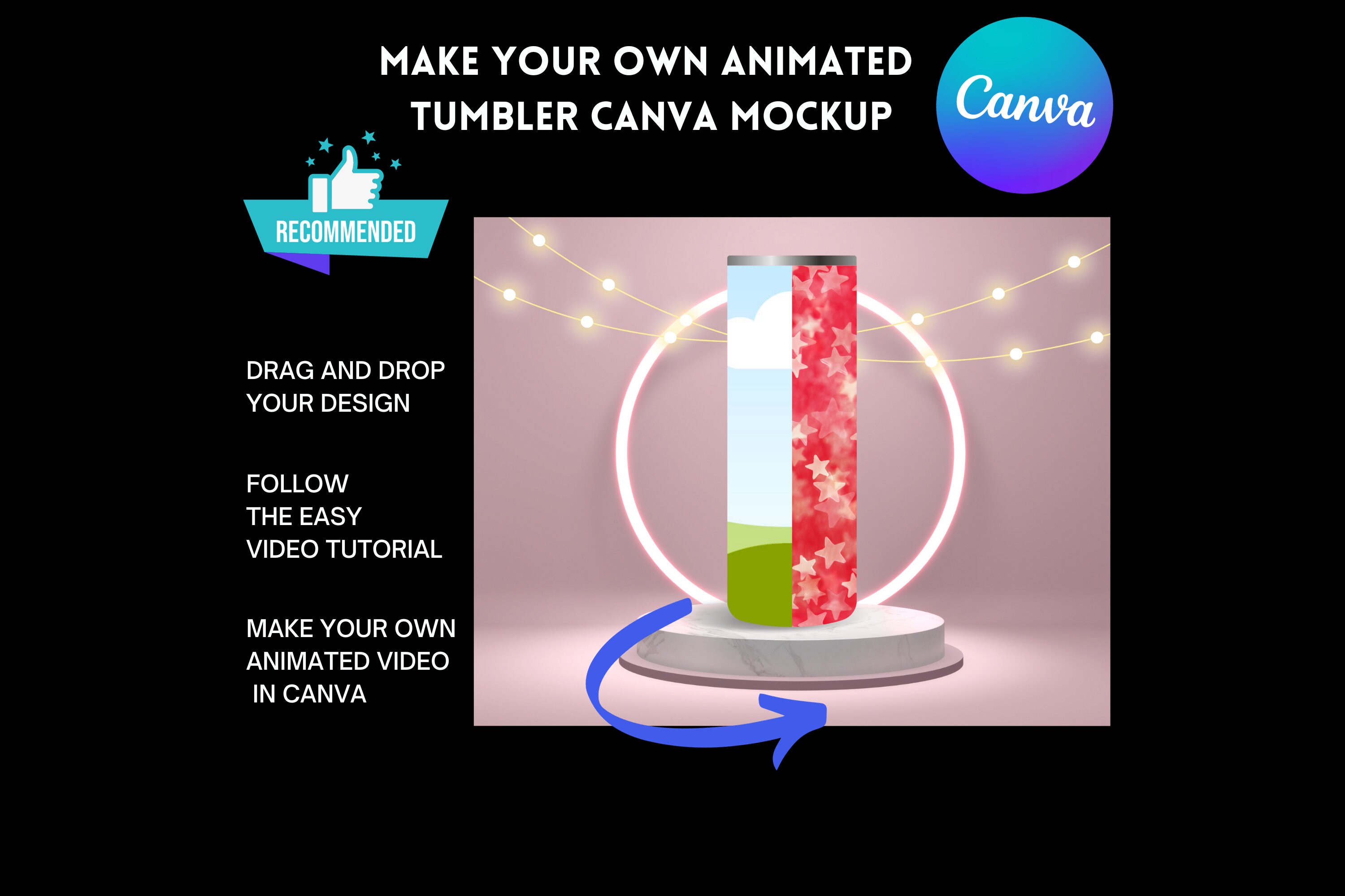 Modèle de maquette Canva de gobelet rotatif animé de 40 oz Rotation à 180  degrés Cadre Canva Glisser-déposer facile Animation vidéo en rotation -   France