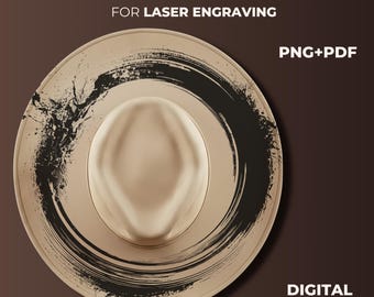 Brush Stroke Hat Brim Laser Engraving PNG for Laser Burn Modern Western Wide Brim Digital Download Template Minimalist Art