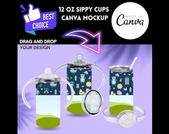 Sippy Cup CANVA MockUp Drag and Drop Sublimation Template