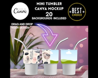 Mini Tumbler CANVA Mockup, Drag and Drop Easy Mock Up