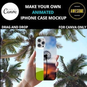 Animated iPhone Case Mockup CANVA, iPhone 15 Pro Case Mockup Video