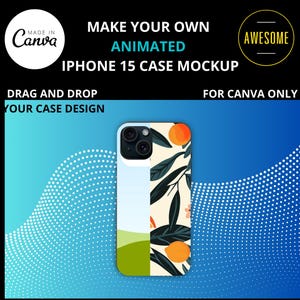Animated Phone Case Mockup for Canva, Drag and Drop iPhone Video Template
