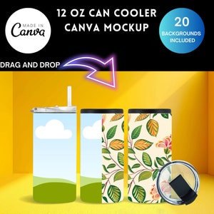 Mockup 12 oz Can Cooler CANVA Mockup Bundle - Effortless Design Editing