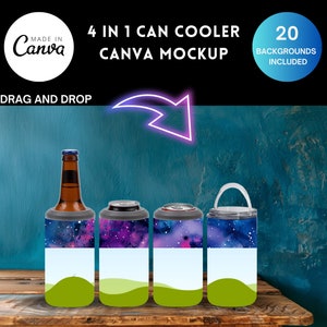4 in 1 can cooler CANVA Mockup Bundle Can Cooler Mockup Commercial use