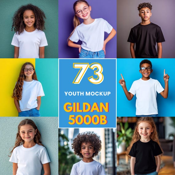 Gildan 5000b Youth T-Shirt Mockup: Kids Shirt (Digital Download)