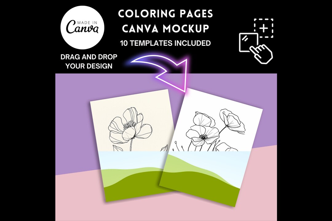 Coloring Book Mockup CANVA, Coloring Page Mock-up Bundle - Etsy