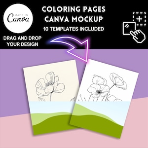 Malbuch-Mockup CANVA, Malseiten-Mock-up-Bundle