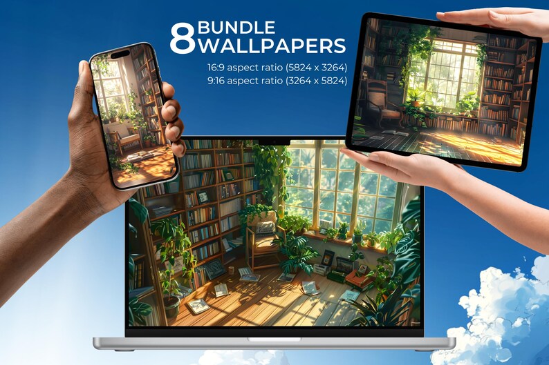 Plants and Books Wallpapers Lofi Laptop Wallpaper for Phone, Tablet