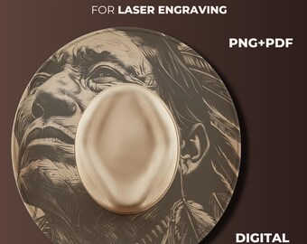 Native Style Hat Burning Pyrography Design, Western White Brim PNG, Engraving Template
