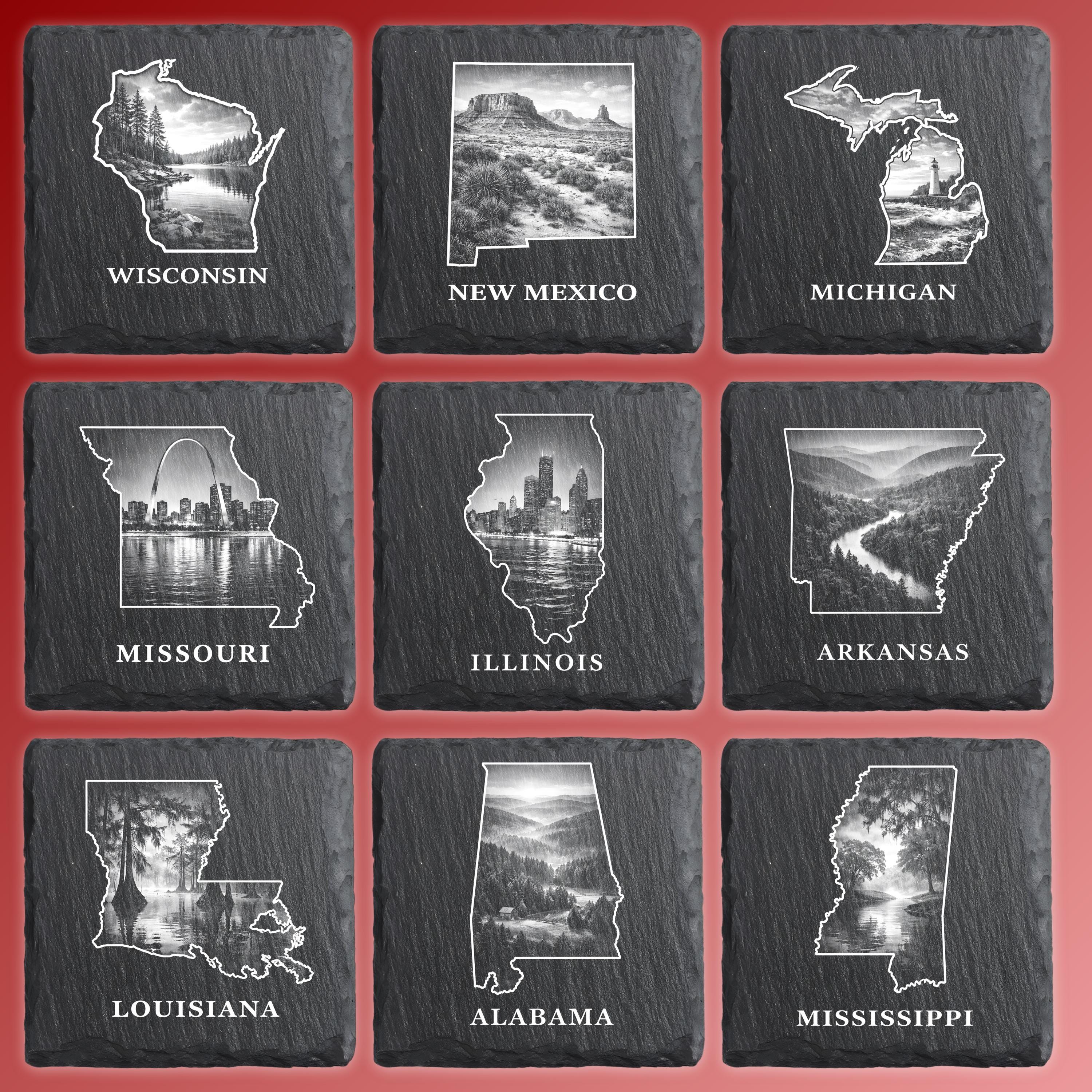 State Map With Inlay US State Engraving Files Bundle, USA Map PNG, 50 States Laser Engraving ...
