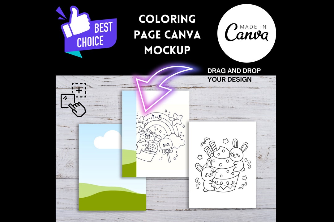 Coloring Book Mockup CANVA, Coloring Page Mock Up, Add Your Design - Etsy