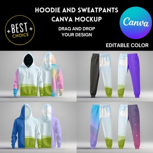 Sweat Set Mock up Tracksuit Mockup CANVA Hoodie and Sweatpants Mockup Digital
