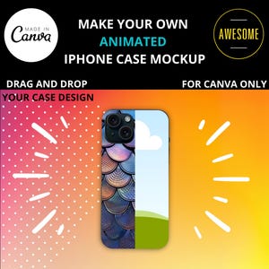 Handyhülle Video Mockup CANVA Vorlage, animiertes iPhone per Mausklick