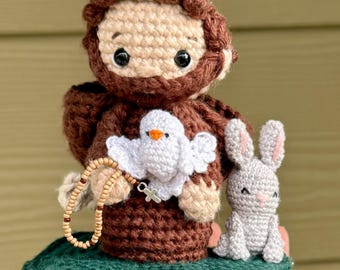 Patrón de San Francisco de Asís a crochet: Muñeco amigurumi (Patrón digital)