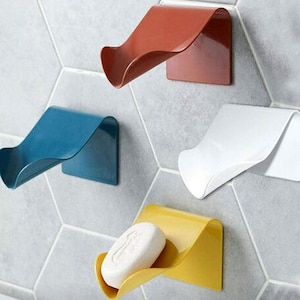 Wall mount for soaps, soap dish for adhesive, for shower soap, shampoo etc. All colors available