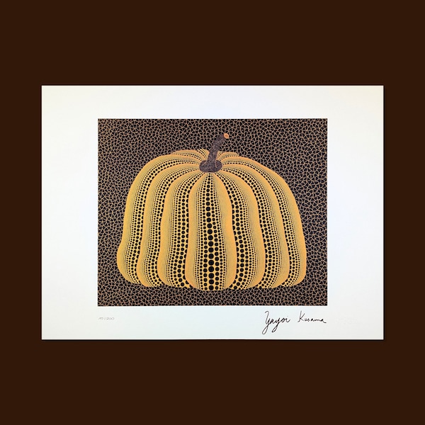 YAYOI KUSAMA - Pumpkin with Background lithograph CERTIFICATE edition plate signed (Kusama Art, Kusama Gift, Kusama Lithograph)