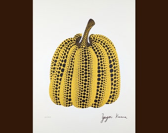 YAYOI KUSAMA - Pumpkin (yellow) lithograph CERTIFICATE edition plate signed (Kusama Art, Kusama Gift, Kusama Lithograph)