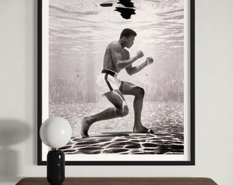 Mohamed Ali training underwater - ORIGINAL- Photographie de presse - Photography Certificate Edition