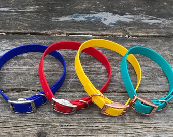 Collare regolabile per cani con cromo, oro rosa, nero, arcobaleno, ottone, acciaio inossidabile, 3/4" Biothane impermeabile, colori e taglie personalizzate
