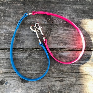 Double Leash Splitter, Coupler for Two dogs with Chrome, Rose Gold, Black, Rainbow, Brass, 1/2" or 3/4" Biothane, Custom Colours and Snaps