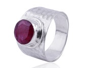 Ruby Gemstone Ring,Sterling Silver Ring,Handmade Ring,Anxiety Ring,July Birthstone Ring,Anxiety Ring,Boho Ring,Women Ring,Gift For Her.