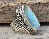Mother Of Pearl Ring,Handmade Ring,Silver Ring,Anxiety Ring,Healing Ring,Designer Ring,Vintage Ring,Statement Ring,Pearl Jewelry,MOP Ring.