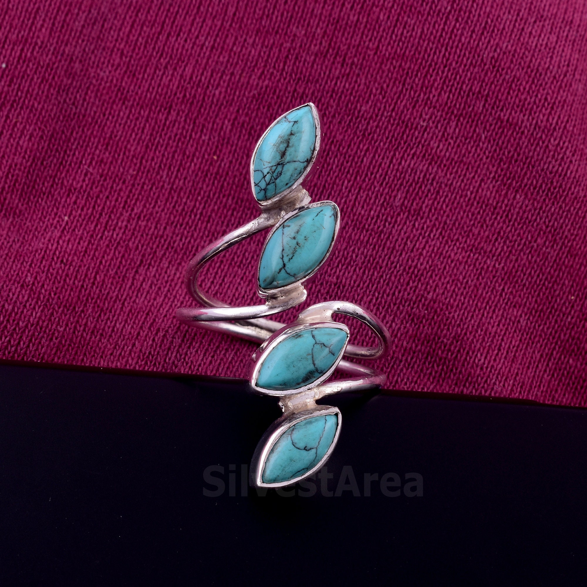 Boho Turquoise Ring925 Silver Ringstatement Ringbirthstone | Etsy