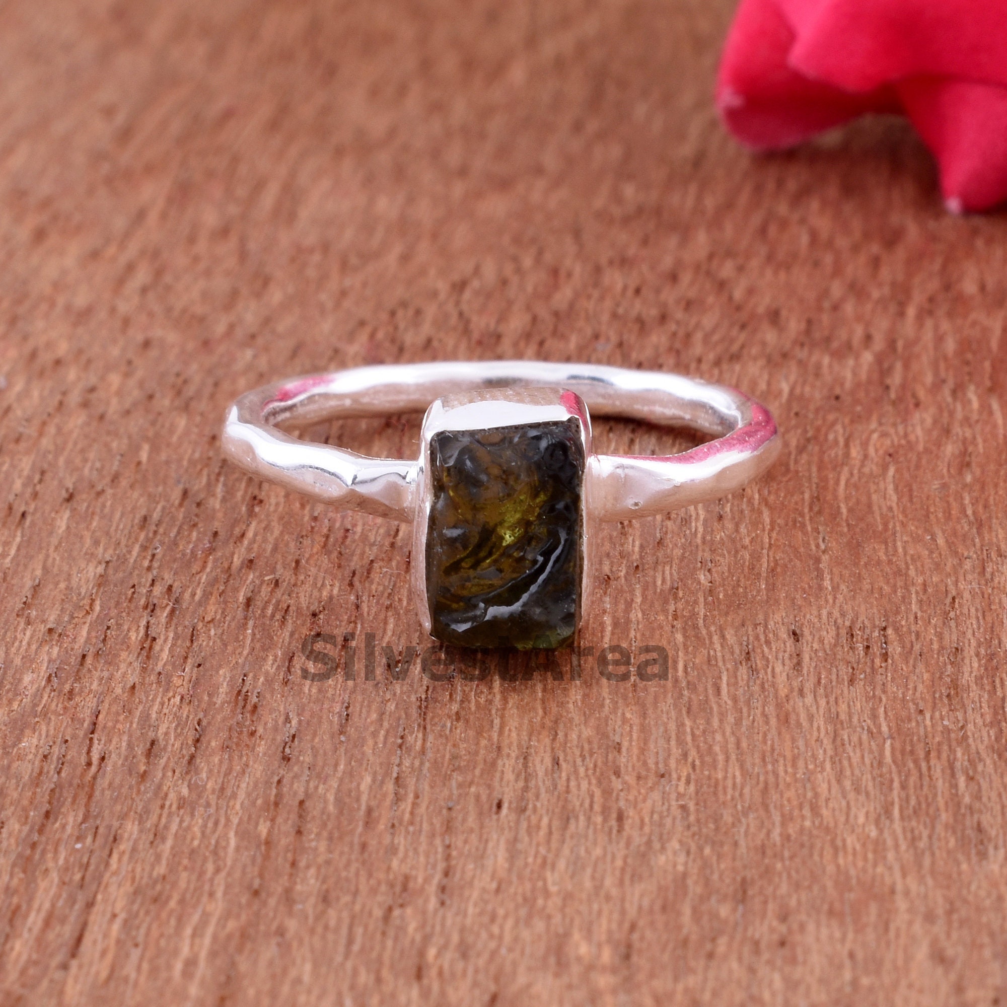 Natural Raw Moldavite Ringsterling Silver Ringauthentic Etsy Australia