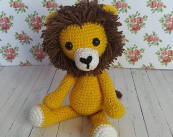 Amigurumi leone, simpatico leone all'uncinetto, animale ripieno di leone, regalo per bambini