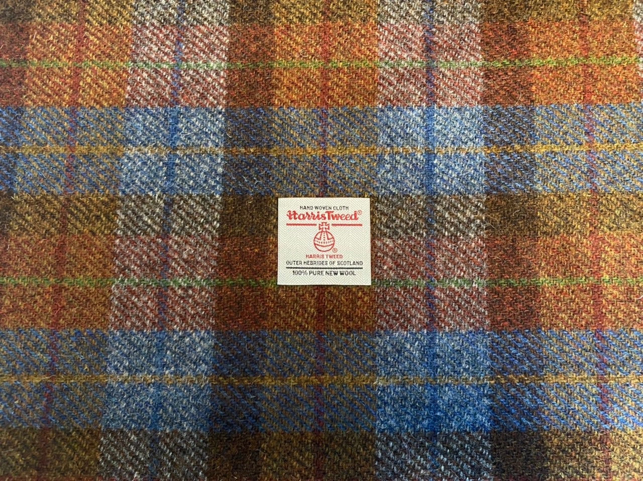 Harris Tweed Fabric Rust Orange & Blue Check in All Sizes Sold - Etsy
