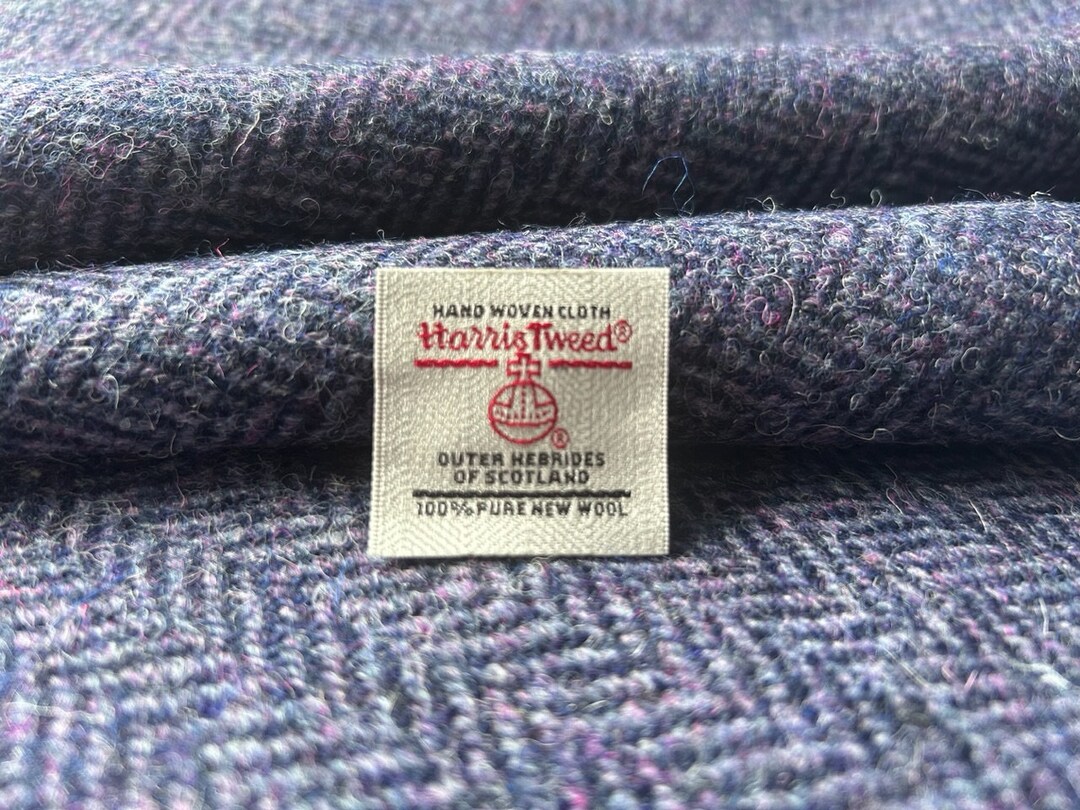 Harris Tweed Fabric Purple & Black Herringbone Chevron All Sizes Sold ...