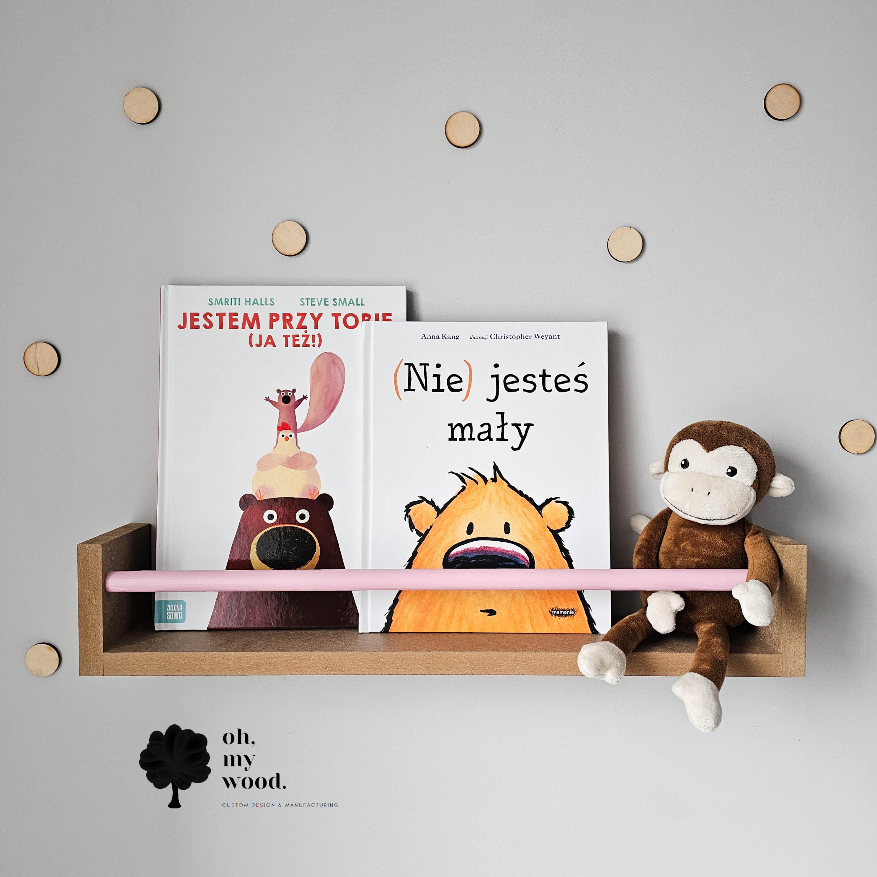 Floating Wooden Book Ledge for Kids Room - Decorative Wall-Mounted Shelf Display for Children's Books