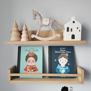 Lot de 2 étagères pour chambre d'enfant, étagère pour chambre d'enfant, étagère en bois, rebord de livre, chambre d'enfant, étagère pour chambre d'enfant, chambre d'enfant, bois de chêne