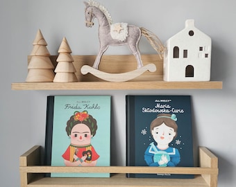 Set of 2 kids nursery shelf, nursery bookshelf, wooden bookshelf, book ledge, kids room, nursery shelf, children's room, oak wood