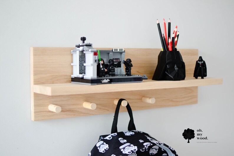Nursery Wooden Shelf Kids Shelf With Pegs Entryway Etsy