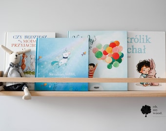 Nursery bookshelf, kids bookshelves, wooden bookshelf, book ledge, kids room, nursery shelf, children&#39;s room, oak wood