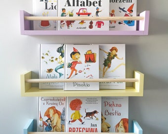 Bücherregal, Bücherleiste, schwebendes Bücherregal für Kinder, Kinderzimmer, Kinderbuchregale, Holzregal