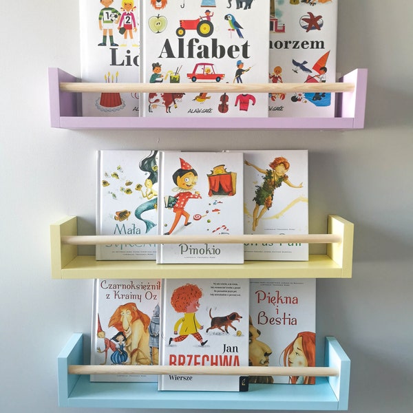 Bücherregal, Bücherleiste, schwebendes Bücherregal für Kinder, Kinderzimmer, Kinderbuchregale, Holzregal