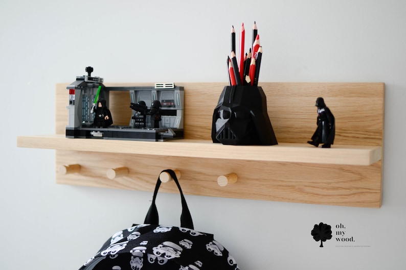 Nursery Wooden Shelf Kids Shelf With Pegs Entryway Etsy