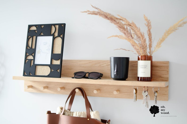 Entryway Organiser Wooden Shelf Key Holder for Wall Wooden Etsy
