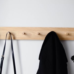 Wooden coat rack, Oak coat rack, Wall mounted coat rack, Wooden peg rack, Coat hooks, Entryway organiser