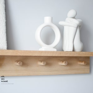 Wooden coat rack with shelf, Hallway shelf, Wooden peg rack, Peg rail with shelf,Entrywah shelf, Shelf with hooks, Coat rack with shelf image 6