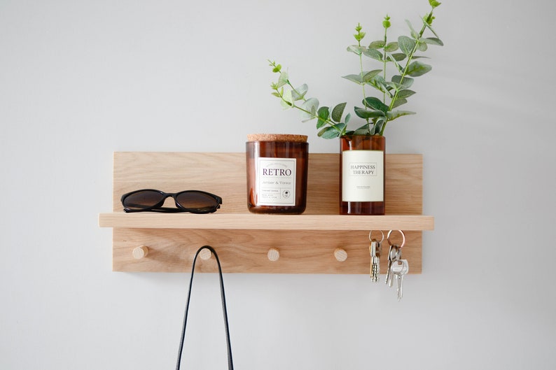 Entryway Organiser Wooden Shelf Key Holder for Wall Wooden Etsy