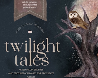 Procreate Texture Custom Brushes | Mysterious Illustration Brushes | Stamp Brushes Procreate | Procreate Textured Canvases | Colour Palettes