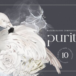 Witte aquarel gouden exotische vogels composities | Tropische Composities | Goud witte bloemen | Exotische planten aquarel goud | Palmblad